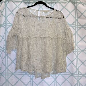 ERI & ALI Polka Dot ruffle oversized blouse size XL